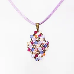 Pendant 45cm - Terence Rhombus S-Mauve Suedine - Pendant 45cm - Laiton bronze
